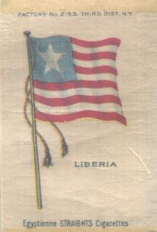 1910 American Tobacco Company National Flags Silks (S33) - Egyptienne Straights Cigarettes (Factory 2153) #NNO Liberia Front