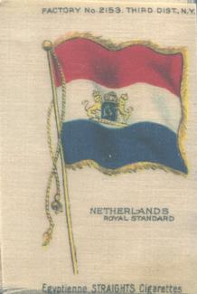 1910 American Tobacco Company National Flags Silks (S33) - Egyptienne Straights Cigarettes (Factory 2153) #NNO Netherlands Royal Standard Front