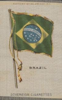 1910 American Tobacco Company National Flags Silks (S33) - Sovereign Cigarettes (Factory 30) #NNO Brazil Front