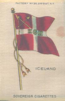 1910 American Tobacco Company National Flags Silks (S33) - Sovereign Cigarettes (Factory 30) #NNO Iceland Front