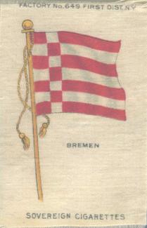 1910 American Tobacco Company National Flags Silks (S33) - Sovereign Cigarettes (Factory 649) #NNO Bremen Front