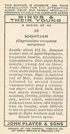 1937 Player's Birds & Their Young #26 Nightjar Back