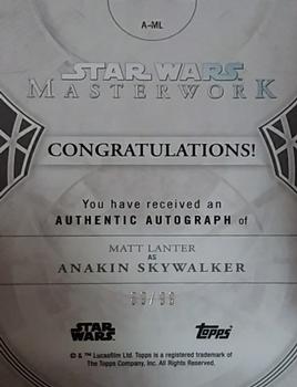 2018 Topps Star Wars Masterwork - Autographs Blue Foil #A-ML Matt Lanter Back