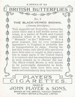 1934 Player's British Butterflies #5 Black-veined Brown Back