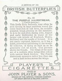 1934 Player's British Butterflies #19 Purple Hairstreak Back