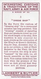 1998 Card Collectors Society Lambert & Butler's 1939 Interesting Customs (Reprint) #5 Dress Ship Back