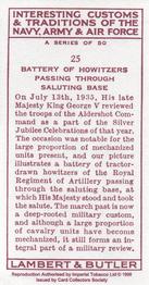 1998 Card Collectors Society Lambert & Butler's 1939 Interesting Customs (Reprint) #25 Battery of Howitzers passing through saluting base Back