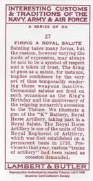 1998 Card Collectors Society Lambert & Butler's 1939 Interesting Customs (Reprint) #27 Firing a Royal Salute Back