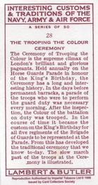 1998 Card Collectors Society Lambert & Butler's 1939 Interesting Customs (Reprint) #28 The Trooping the Colour ceremony Back
