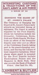 1998 Card Collectors Society Lambert & Butler's 1939 Interesting Customs (Reprint) #29 Changing the Guard at St. James's Palace Back