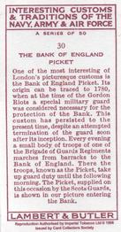 1998 Card Collectors Society Lambert & Butler's 1939 Interesting Customs (Reprint) #30 The Bank of England picket Back