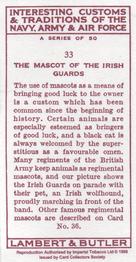 1998 Card Collectors Society Lambert & Butler's 1939 Interesting Customs (Reprint) #33 The mascot of the Irish Guards Back