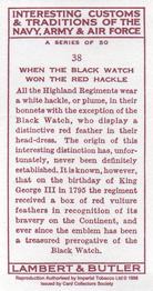 1998 Card Collectors Society Lambert & Butler's 1939 Interesting Customs (Reprint) #38 When the Black Watch won the Red Hackle Back