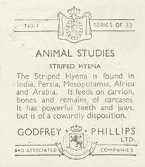 1936 Godfrey Phillips Animal Studies #1 Striped Hyena Back