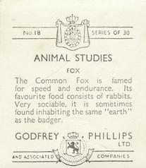1936 Godfrey Phillips Animal Studies #18 Fox Back