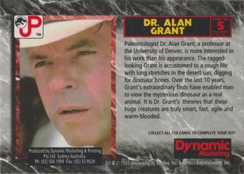 1993 Dynamic Marketing Jurassic Park #5 Dr Alan Grant Back
