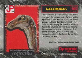 1993 Dynamic Marketing Jurassic Park #105 Gallimimus Back