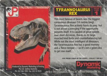 1993 Dynamic Marketing Jurassic Park - Prism #1 Tyrannosaurus Back