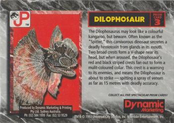 1993 Dynamic Marketing Jurassic Park - Prism #3 Dilophosaur Back