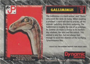 1993 Dynamic Marketing Jurassic Park - Prism #5 Gallimimus Back