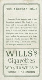 1900 Wills's Cigarettes Animals & Birds (Descriptive) #NNO American Bison Back