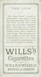 1900 Wills's Cigarettes Animals & Birds (Descriptive) #NNO Lion Back