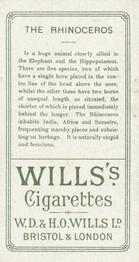 1900 Wills's Cigarettes Animals & Birds (Descriptive) #NNO Rhinoceros Back