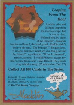 1993 Dynamic Marketing Disney’s Aladdin #16 Leaping from the roof Back
