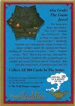 1993 Dynamic Marketing Disney’s Aladdin #29 Abu grabs the giant jewel Back