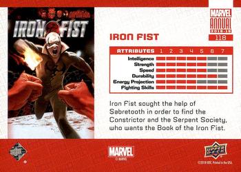 2018-19 Upper Deck Marvel Annual #118 Iron Fist Back