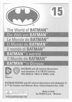 2016 Panini The World of Batman Stickers #15 Batman Begins Back