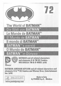 2016 Panini The World of Batman Stickers #72 Batman: Arkham Asylum Back
