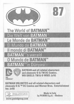2016 Panini The World of Batman Stickers #87 Batman Unlimited Back
