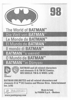2016 Panini The World of Batman Stickers #98 Batman Unlimited Back