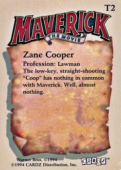 1994 Cardz Maverick Movie - Tekchromes #T2 Zane Cooper Back