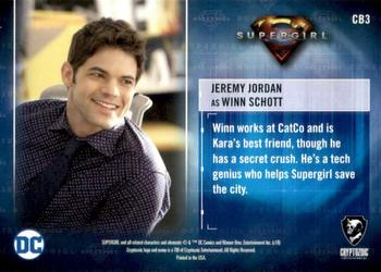 2018 Cryptozoic Supergirl Season 1 - Character Bios Red Foil #CB3 Jeremy Jordan as Winn Schott Back