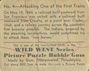 1933 Gum Inc. Wild West Series (R172) #4 Attacking One Of The First Trains Back