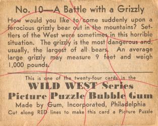 1933 Gum Inc. Wild West Series (R172) #10 A Battle With Grizzly Back