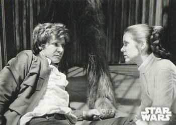 2019 Topps Star Wars Black & White: The Empire Strikes Back #98 Han and Leia Reunited Front