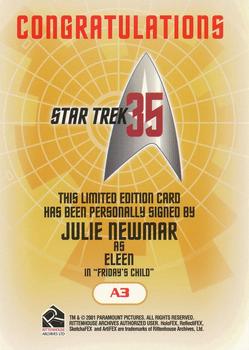 2001 Rittenhouse Star Trek 35th Anniversary HoloFEX - Autographs #A03 Julie Newmar Back