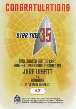2001 Rittenhouse Star Trek 35th Anniversary HoloFEX - Autographs #A07 Jane Wyatt Back