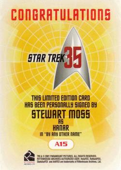 2001 Rittenhouse Star Trek 35th Anniversary HoloFEX - Autographs #A15 Stewart Moss Back