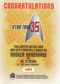 2001 Rittenhouse Star Trek 35th Anniversary HoloFEX - Autographs #A25 Booker Bradshaw Back