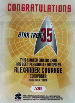 2001 Rittenhouse Star Trek 35th Anniversary HoloFEX - Autographs #A31 Alexander Courage Back