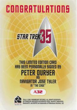 2001 Rittenhouse Star Trek 35th Anniversary HoloFEX - Autographs #A32 Peter Duryea Back