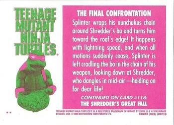 1990 Regina Teenage Mutant Ninja Turtles: The Movie #117 The Final Confrontation Back