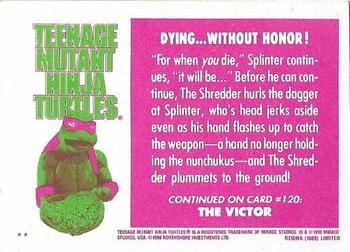 1990 Regina Teenage Mutant Ninja Turtles: The Movie #119 Dying...Without Honor! Back