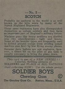1934 Goudey Soldier Boys (R142) #2 Scotch Back