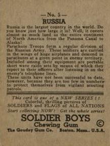 1934 Goudey Soldier Boys (R142) #5 Russia Back