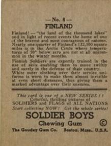 1934 Goudey Soldier Boys (R142) #8 Finland Back